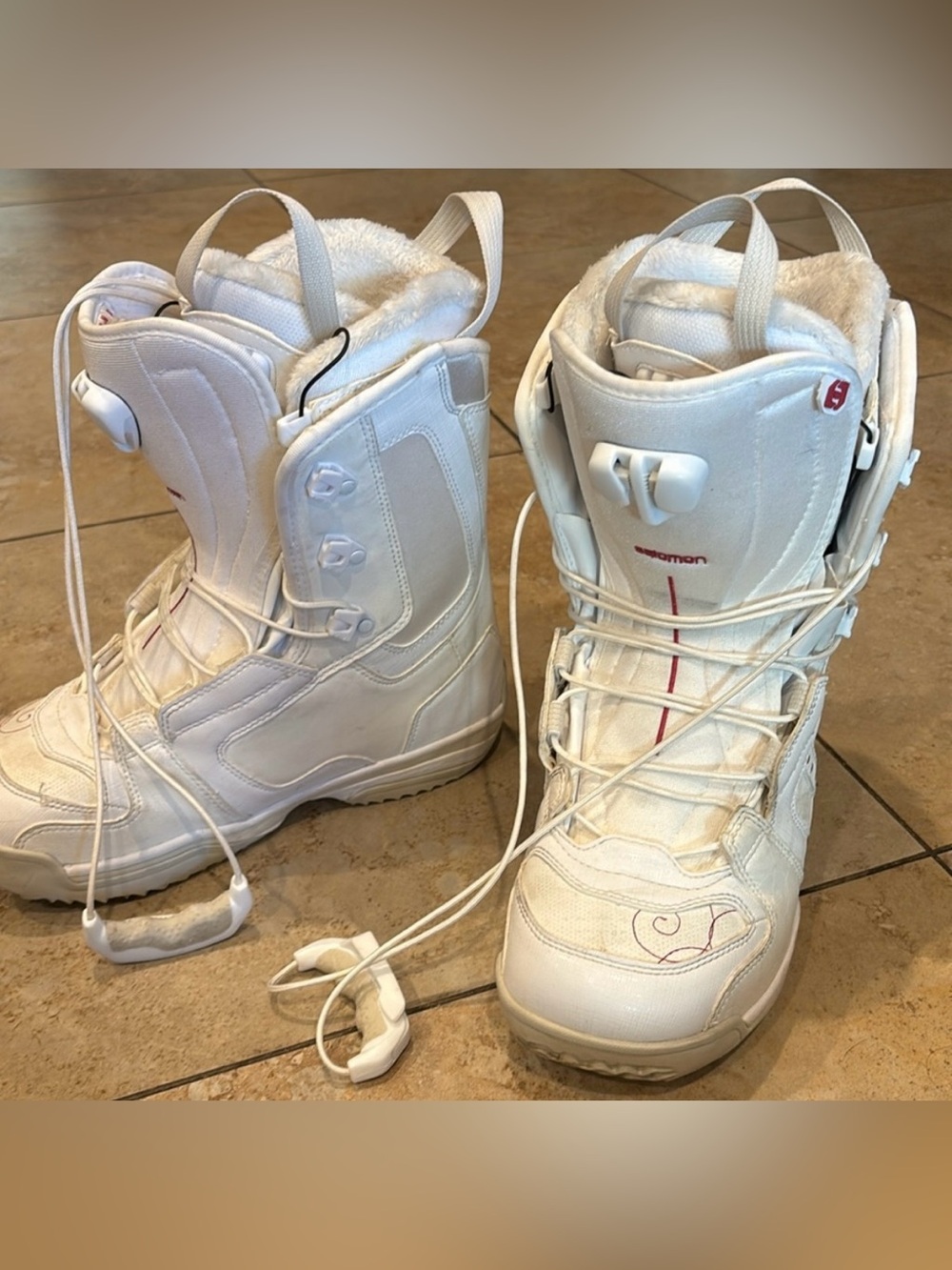 Salomon Women's White Snowboard Boots, Size 6.5